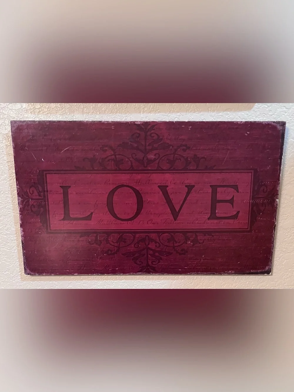 LOVE Wall Art Sign - Burgundy Textured Print